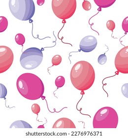 Vector festive seamless pattern with colorful balloons. Abstract background. The design concept of birthday greeting cards, holiday decorations, gift cards.