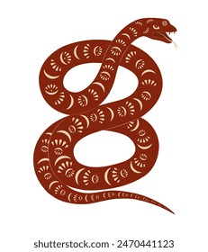 Serpiente festiva de Vector con adorno geométrico para la celebración del año nuevo chino lunar. Feliz año nuevo lunar en China
