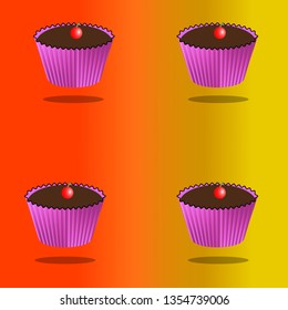 Vector, a few cupcakes on a bright background