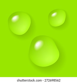 vector few water drops on the green background