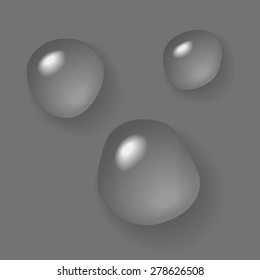 vector few water drops on the gray background