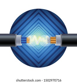Vector of fiber optic cable/electric fiber.