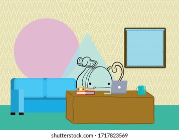 vector Fictional character doing home office 