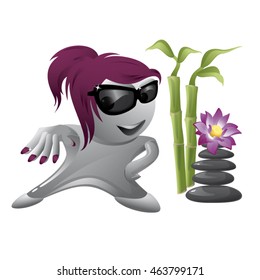 Vector fictional female character and spa bamboo icon
