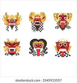 Vector del personaje ficticio balinés de Barong en Indonesia