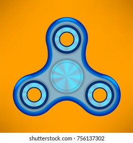 Vector Fidget Finger Spinner Icon Isolated on Orange Background. Modern Stress Relieving Toy