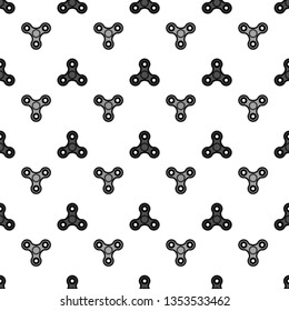 Vector Fidget Finger Spinner Seamless Pattern Isolated on White Background. Modern Stress Relieving Toy