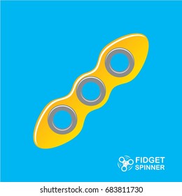 vector Fidget spinner toy icon isolated on blue background. vector orange hand spinner