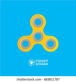 vector Fidget spinner toy icon isolated on blue background. vector orange hand spinner