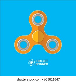 vector Fidget spinner toy icon isolated on blue background. vector orange hand spinner