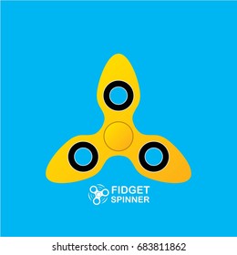 vector Fidget spinner toy icon isolated on blue background. vector orange hand spinner