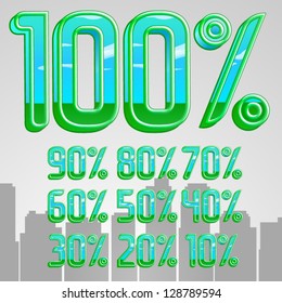 vector field 3d font Percents templates for sale 100%, 90%, 80%, 70%, 60%,  50%, 40%, 30%, 20%, 10%