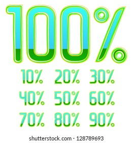 vector field font Percents templates for sale 100%, 90%, 80%, 70%, 60%,  50%, 40%, 30%, 20%, 10%