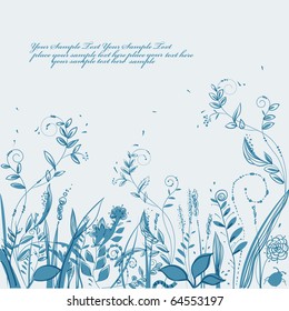 vector field of hand drawn flowers and plants
