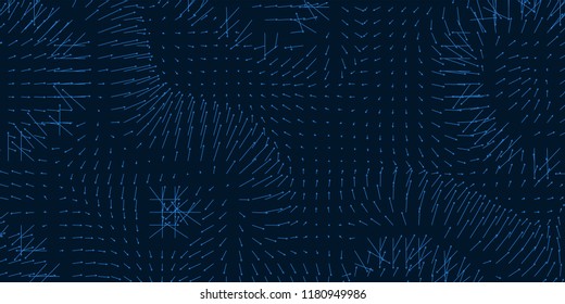 Vector field visualization of forces. Magnetic or gravitational fluctuations chart. Science backdrop with a matrix of arows with magnitude and direction. Flow representation. Interaction