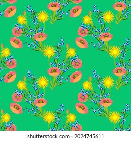 Vector - fieldflowers bouquet seamless pattern, floral template.