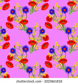Vector - flores de campo ramo sin fisuras, plantilla floral.