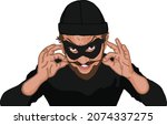 A vector of a fiendish looking crook or thief