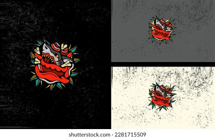 Vector of a fierce red dragon head with sharp spikes