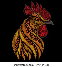 Vector fiery rooster on new year's day 2017