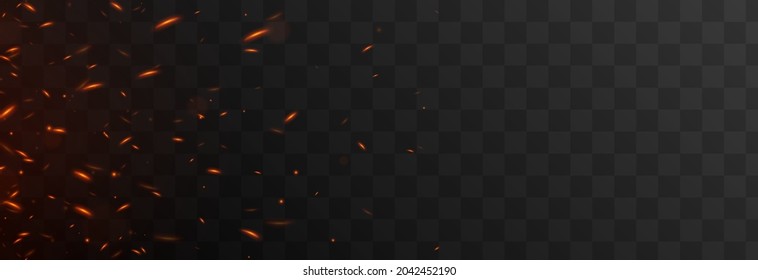 Vector Fiery Sparks On An Isolated Transparent Background. Sparks Png, Fire Png, Fiery Particles.