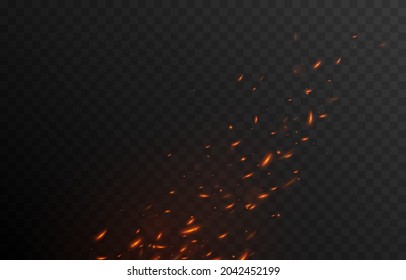 Vector Fiery Sparks On An Isolated Transparent Background. Sparks Png, Fire Png, Fiery Particles.