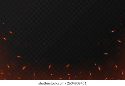 Vector fiery sparks on an isolated transparent background. Sparks png, fire png, fiery particles.