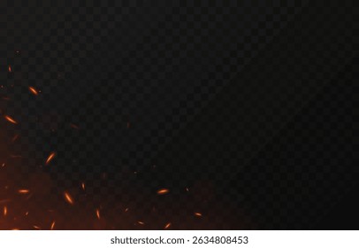 Faíscas de fogo vetorial em um fundo transparente isolado. Faíscas png, fogo png, partículas de fogo.