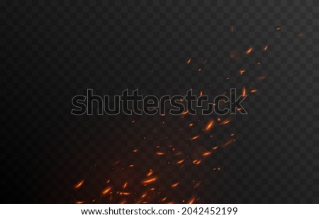 Vector fiery sparks on an isolated transparent background. Sparks png, fire png, fiery particles.