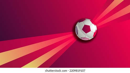 Vector Of Fifa World Cup Qatar 2022. Soccer Background With Light Trail And Ball Icon.fifa World Cup Football Competition On Qatar. 2022 Qatar Sport Event.soccer Wallpaper Good For Social Media Post.