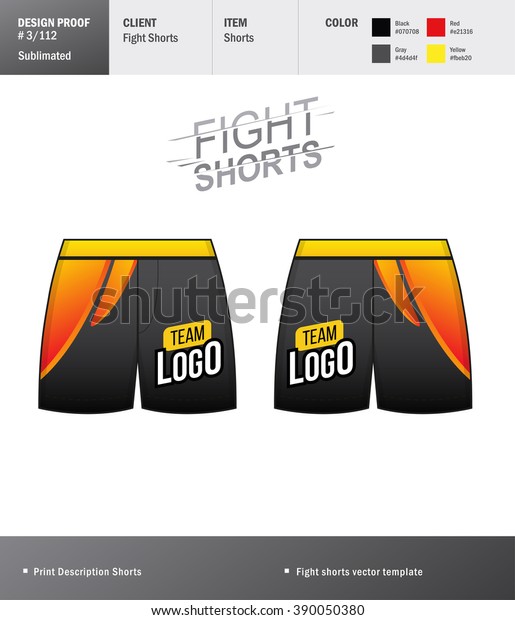 Vector Fight Shorts Template Your Design Stock Vector Royalty