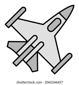 Diseño del icono de contorno relleno del Vector Fighter Jet
