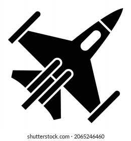 Diseño de iconos de glifo de vectores Jet Fighter

