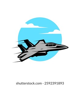 vector fighter jet military aircraft in the sky illustration