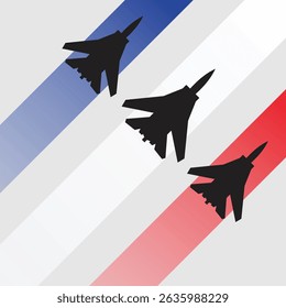 Aviões de combate vetorial com bandeira francesa