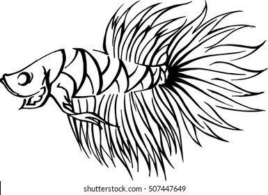 Vector Fighting fish stripes Tattoo screen for Creative and Design