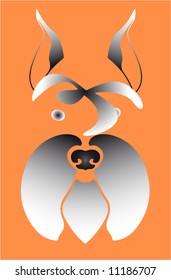 Vector figure of a bearded dog on an orange background