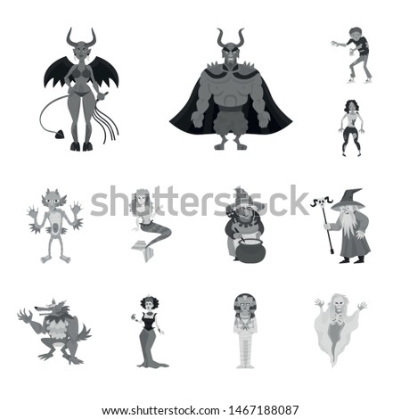 Vector figure designs of consternation and horror logo. Collection of consternation and hell vector icon for stock.