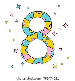 Vector figure eight on white background in Scandinavian style hand drawn. Isolated object. International Women s Day.