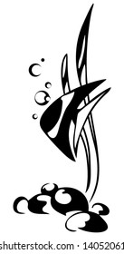 Vector figure of a fish and sea seaweed on white background