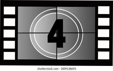 Vector Figure of four on a cinema screen.