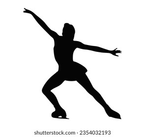 Vector figure ice skating silhouette.