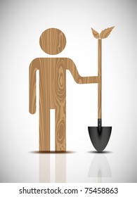 Vector figure of a man with a garden shovel