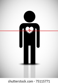 Vector figure man with pulse line