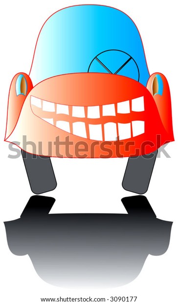 Vector figure of a smiling\
car