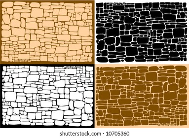 Vector figure of a stone wall and different background