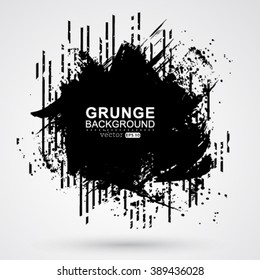 Vector figured brush strokes brush and ink. Black paint splattered shape. Grunge background texture.
