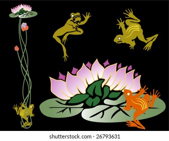 Vector figures of plants and animals a bog