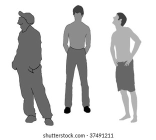 vector  figures of three men