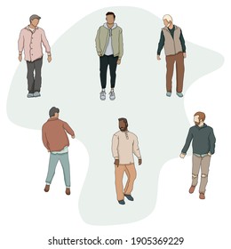 Vector figures of walking men